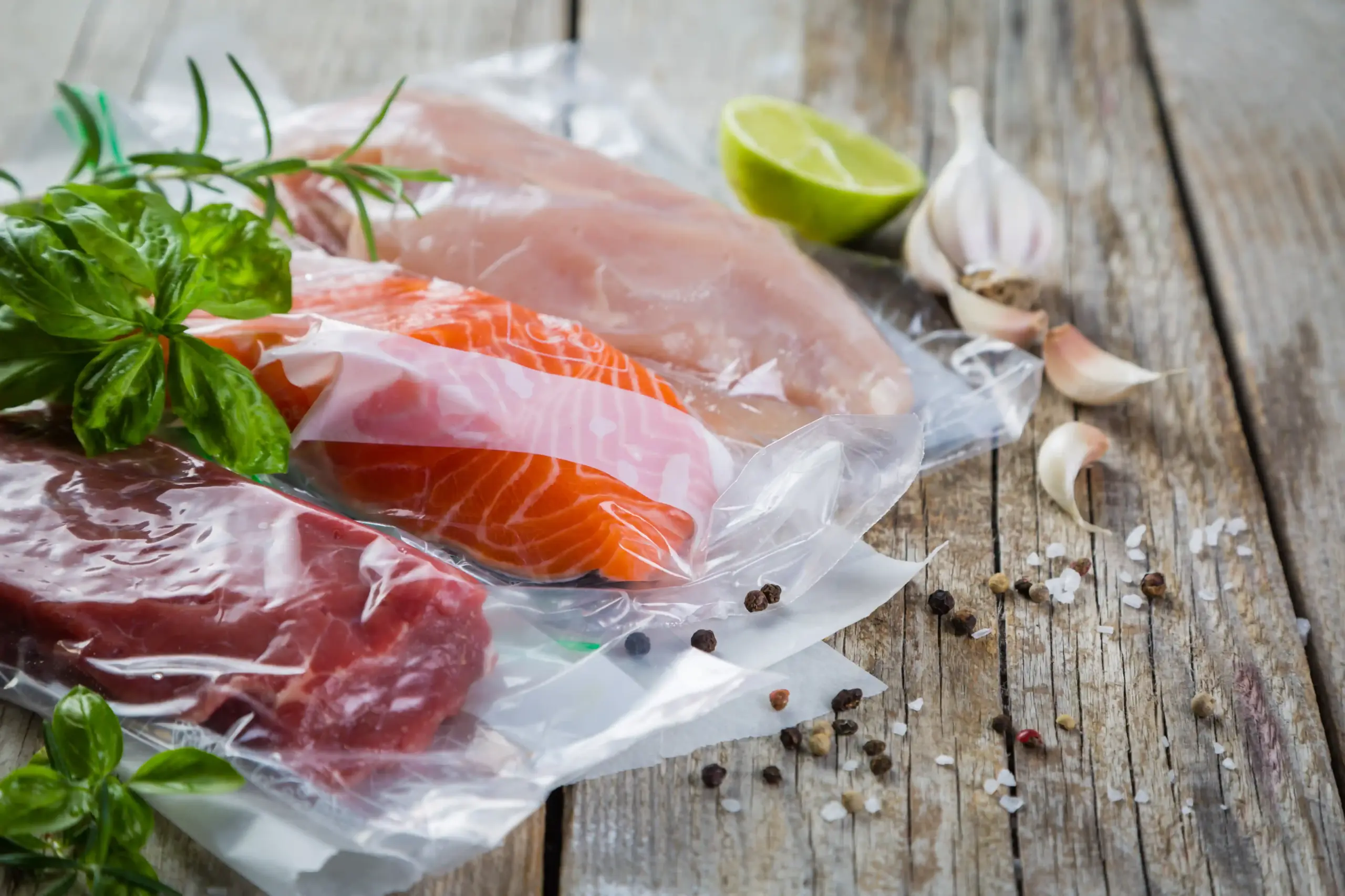 Lebensmittel Luftdicht verpackten Luftdicht verpackter Lachs als Beispiel für moderne Lebensmittelverpackungen